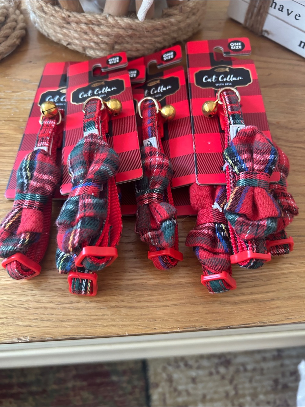 Cat Collars 7 Plaid Red with Bell